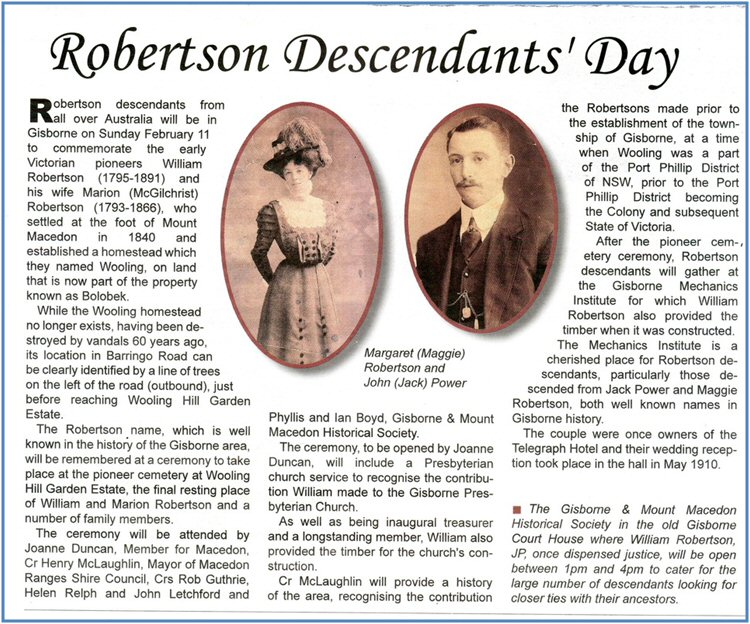 ROBERTSON DESCENDANTS DAY-  FEBRUARY 12 2012.