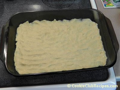 dough pressed into pan