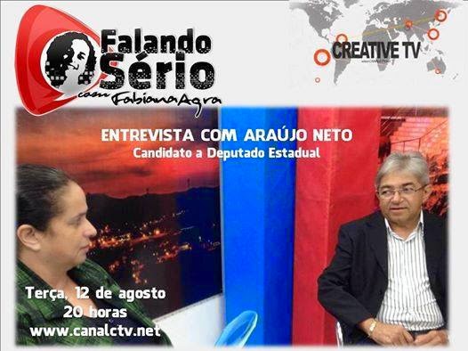 Araújo Neto é o próximo entrevistado do Programa Falando Sério da CREATIVE TV; Confira