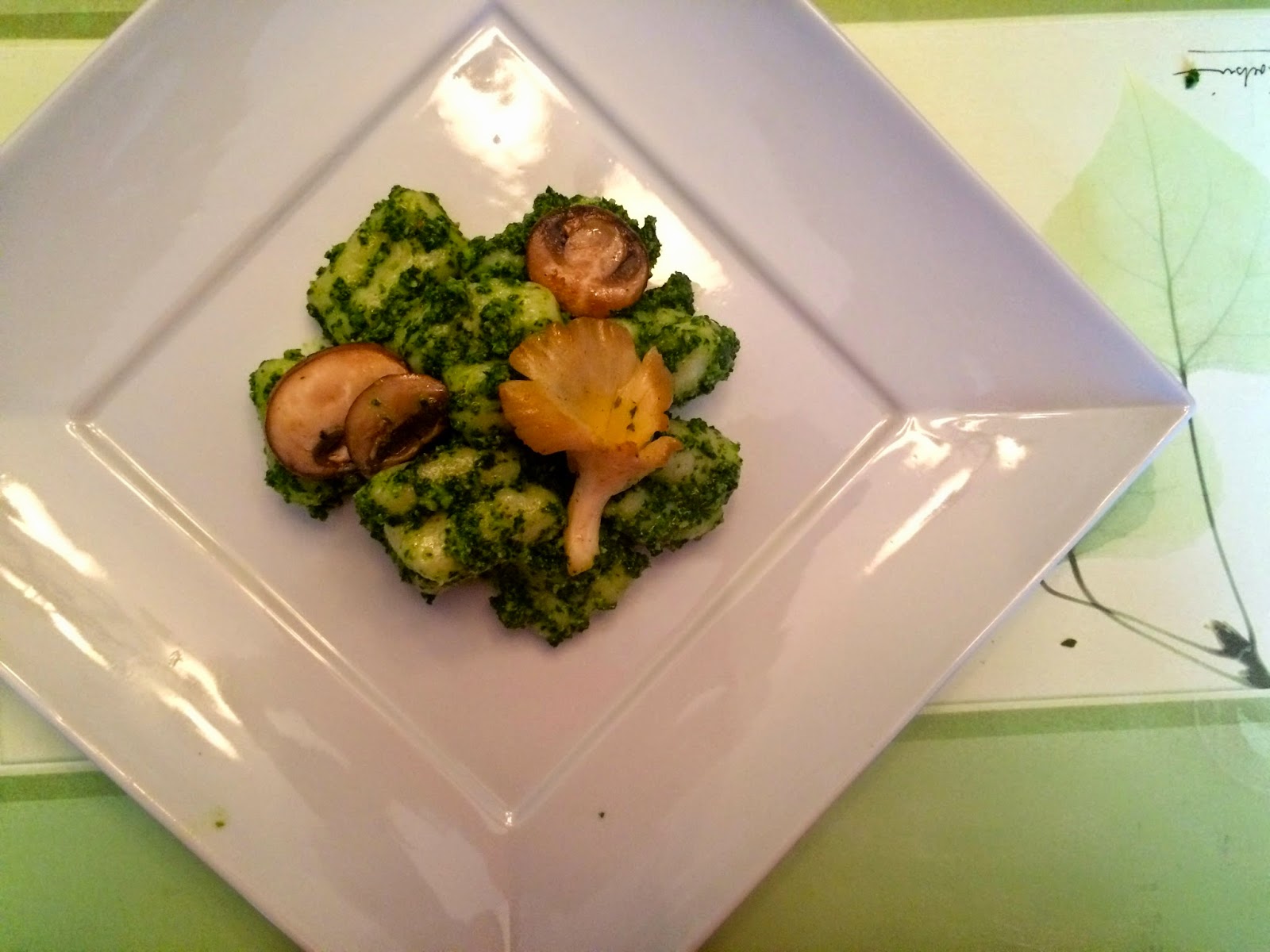 The Nerdy Chef Gnocchi with Kale Pesto and Mushrooms