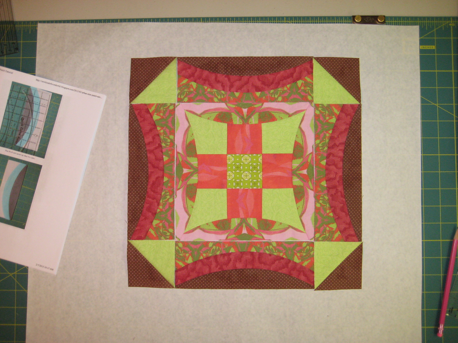 Quilt to the Edge.... Urban Nine Patchone block done!!