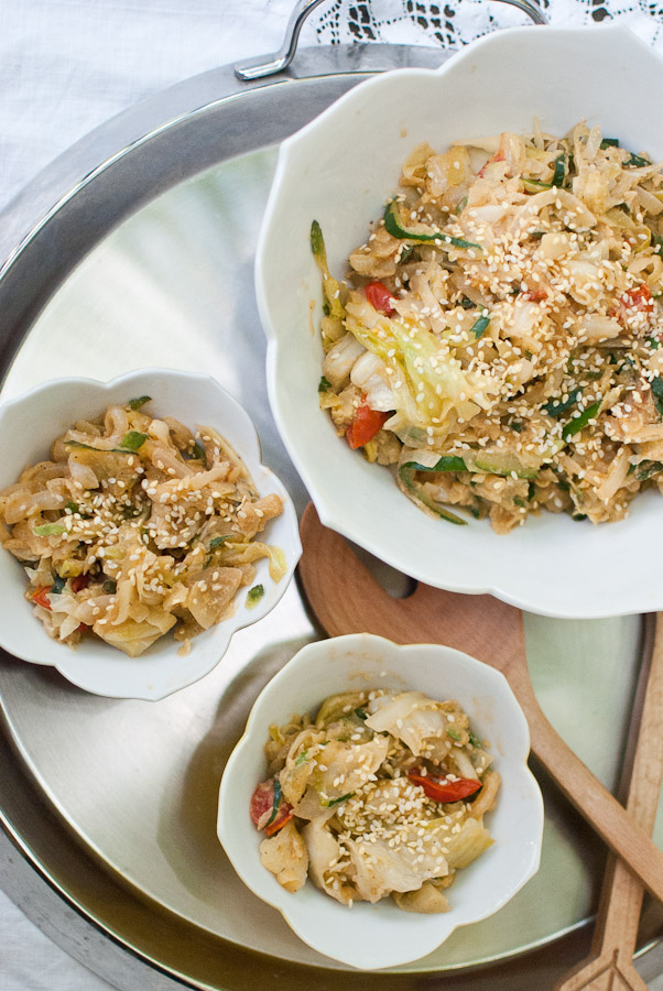 My Trash and Treasure spicy zucchini cabbage stir fry