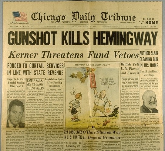 The '60s at 50 Sunday, July 2, 1961 Ernest Hemingway dies