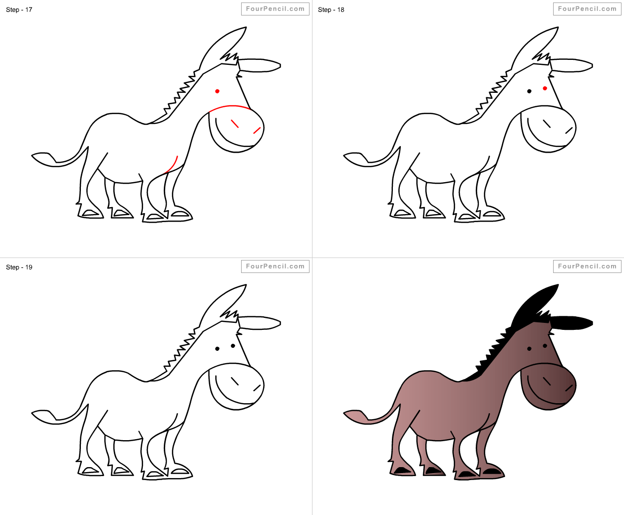 Donkey Drawing For Kids