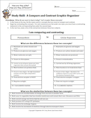Worksheets Comparing Photosynthesis And Cellular Respiration Worksheet amy brown science a compare and contrast graphic organizer click image to download