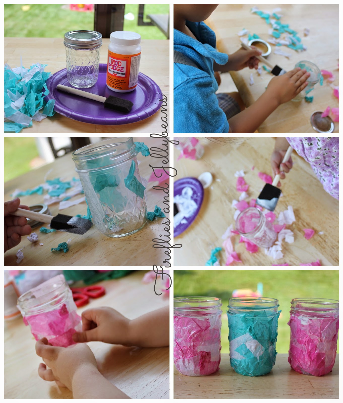 Fireflies and Jellybeans Easy Summer Kid's Craft Tissue Paper Lanterns (Tutorial)
