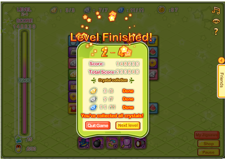 Level Finished 2-4