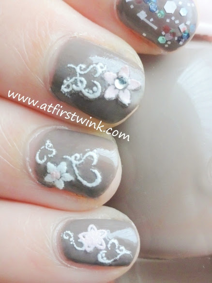 close up of Etude House Jewel Nail Sticker sheet #03 flower stickers