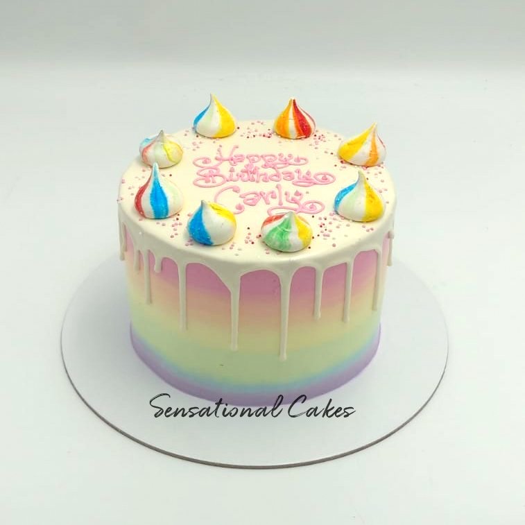 The Sensational Cakes Delicious Rainbow Meringue Drip Buttercream