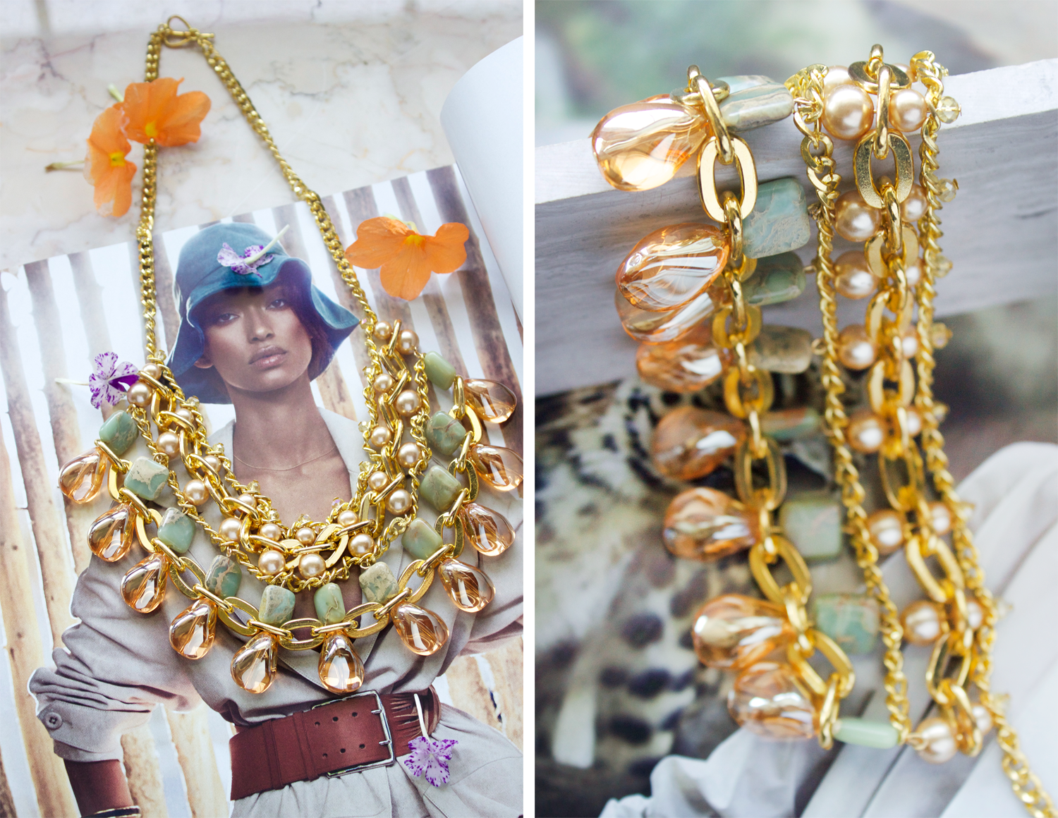 gemstone statement necklace diy by Quiet Lion Creations