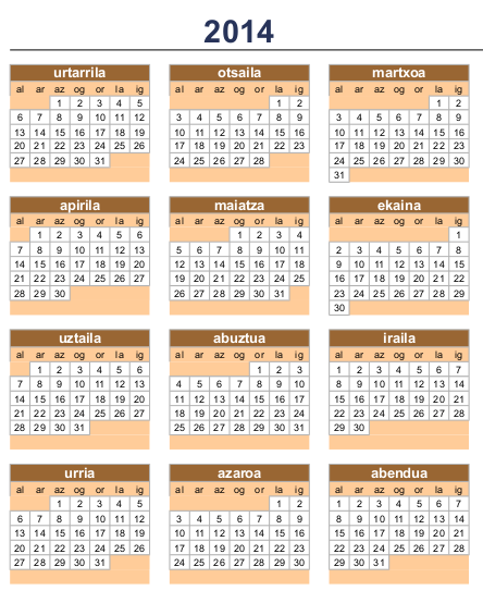 Luberri: 2014 egutegia