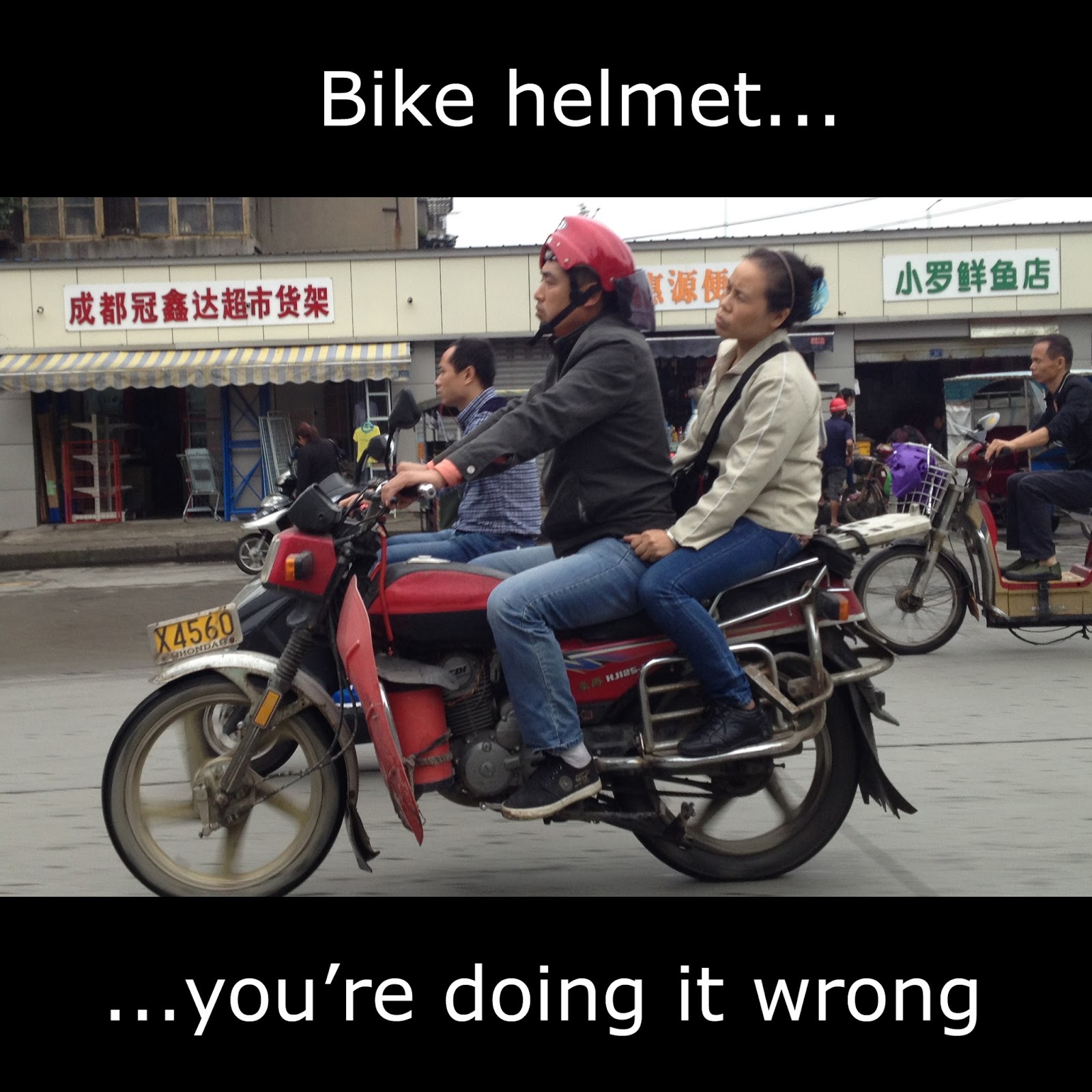 Letters from Li Dongni Bike helmet you're doing it wrong...