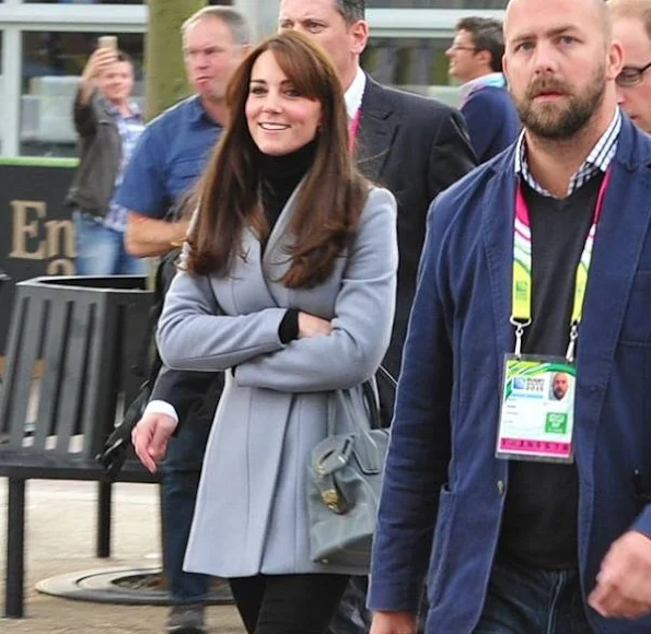 Kate Middleton and Prince William attend the Australia v Wales match during the Rugby World Cup 2015 at Twickenham Stadium