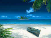 Boat and Beach Landscape Wallpaper
