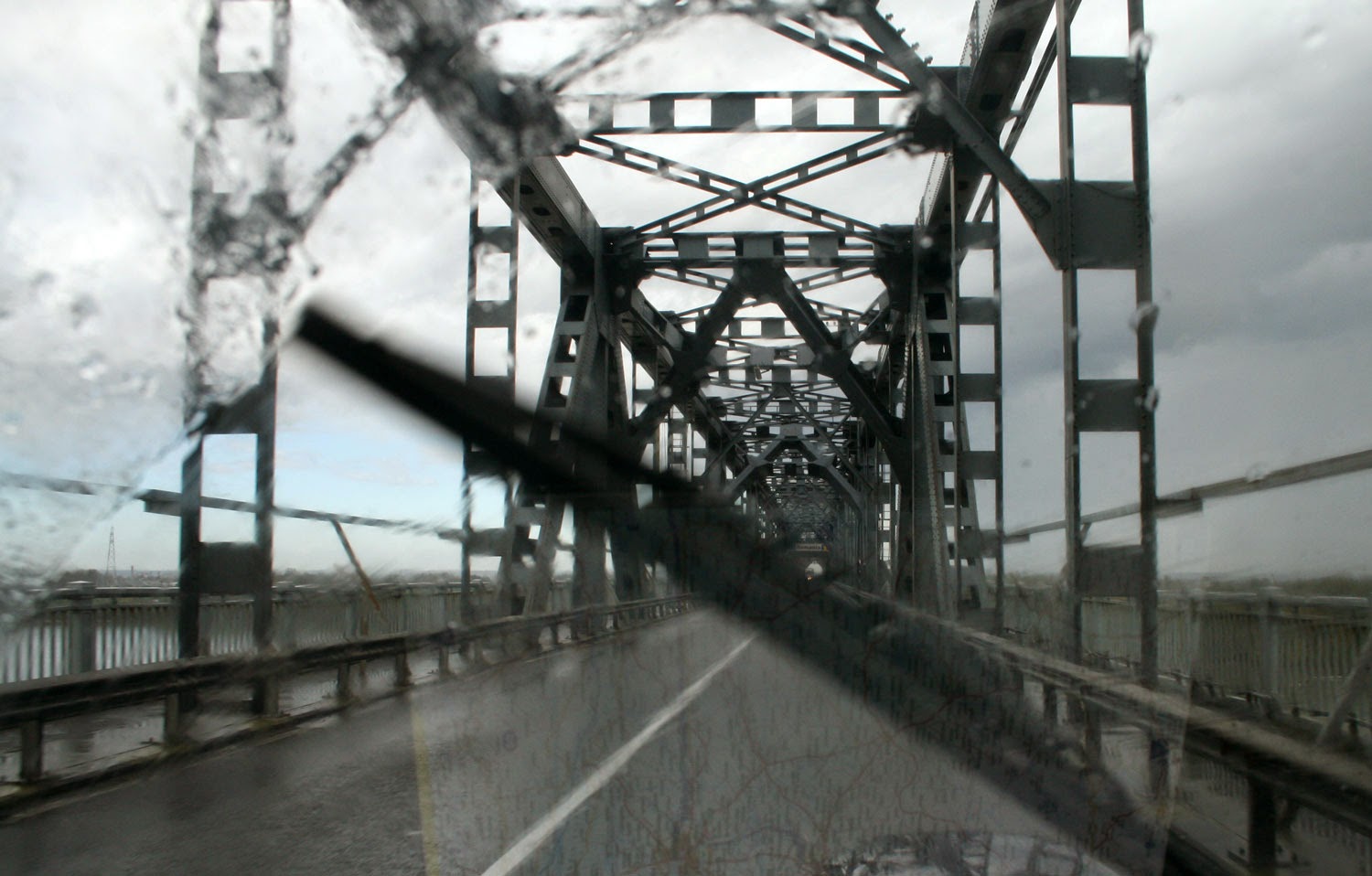 Driving onto the bridge over the Danube Driving onto the bridge over the Danube