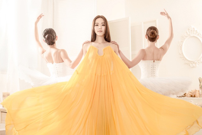Chloé 2015 SS Yellow Crinkled Silk-Georgette Gown Editorials