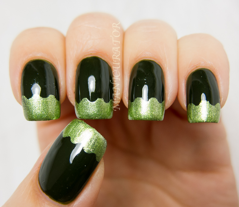 31DC: Day 4 - Green (funky french tips nail art)