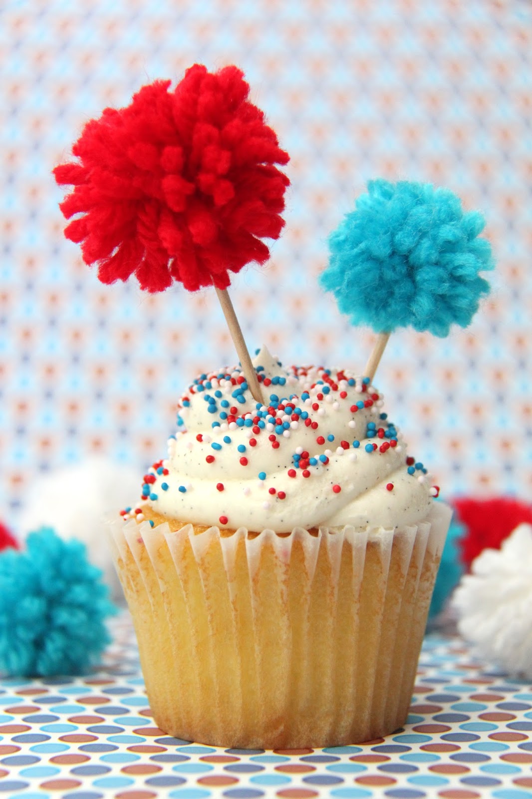 TUTORIAL Easy PomPom Firecracker Cupcake Toppers Smashed Peas & Carrots