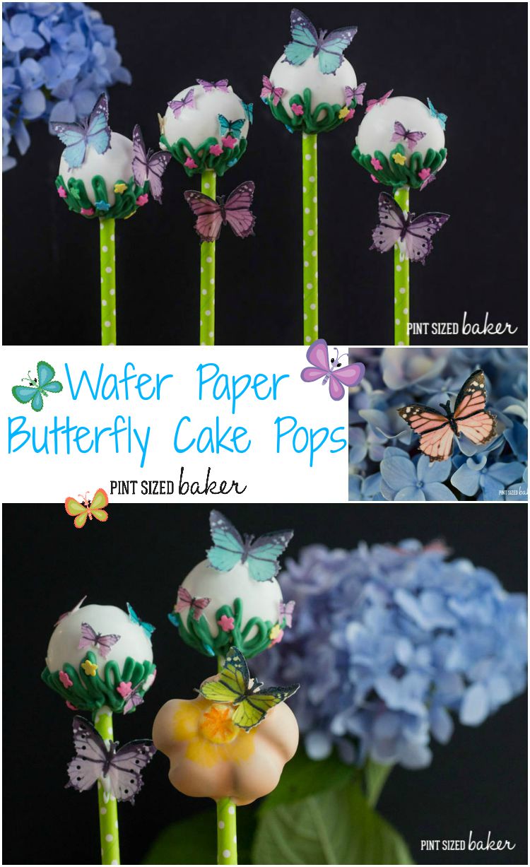 Edible Wafer Paper Butterflies look amazing on these easy cake pops. They'd be great for a party!