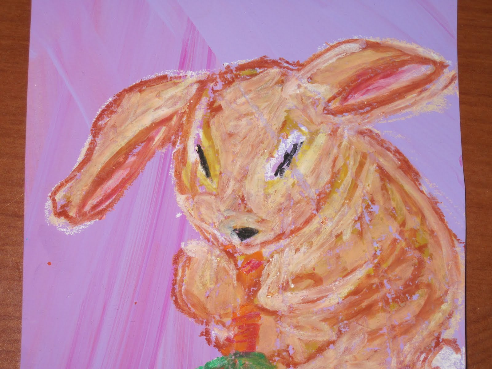 Art Camp Acrylics and Oil Pastels on a cardboard