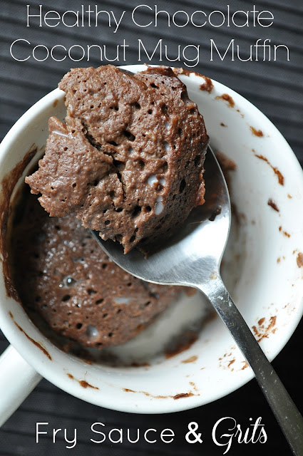 Healthy Chocolate Coconut Mug Muffin from FrySauceandGrits.com
