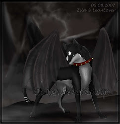 Tsuki~Dark Wolf With Bat Wings Form