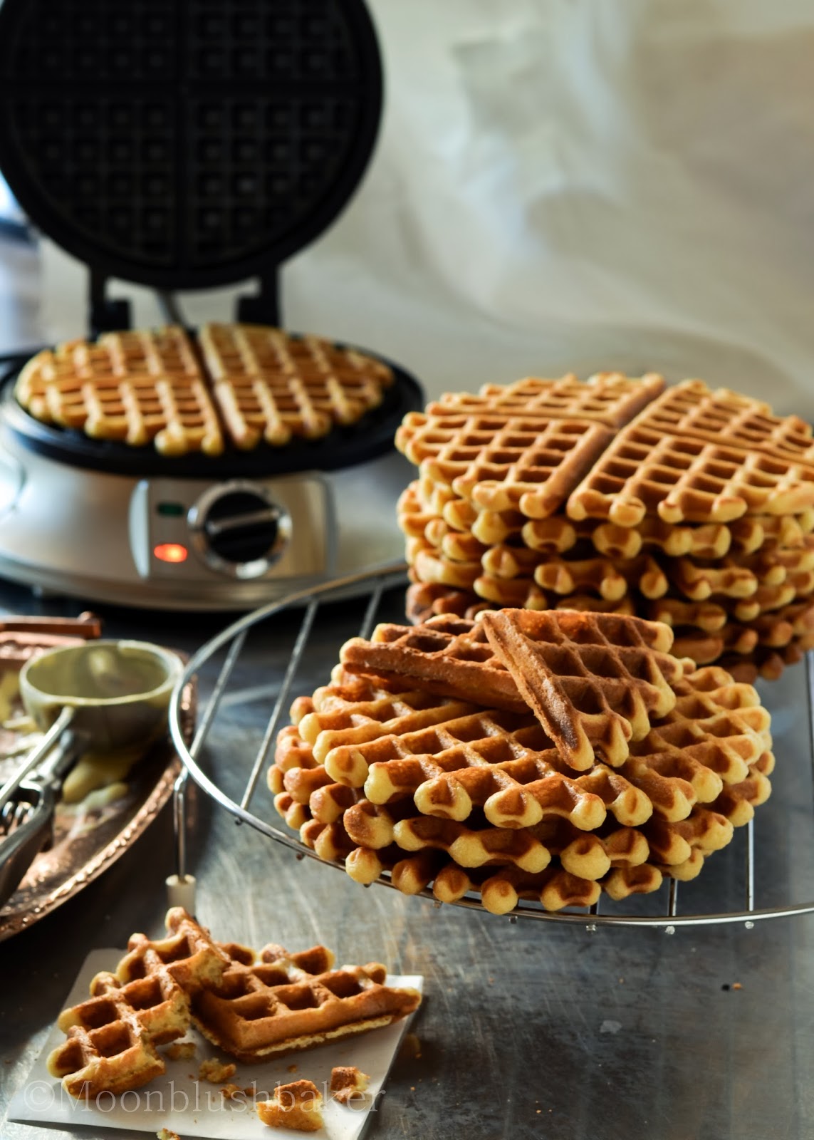 Waffling// Brown butter yeasted waffles The moonblush Baker