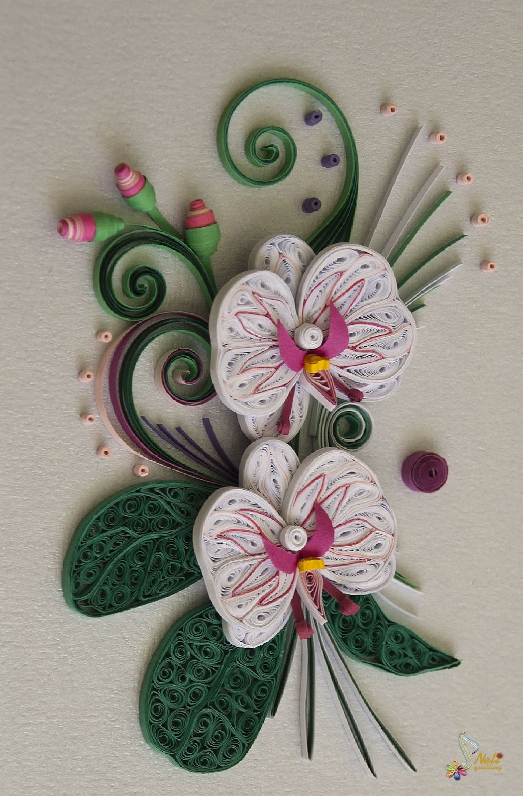 Neli Quilling Art Quilling card orchids 3