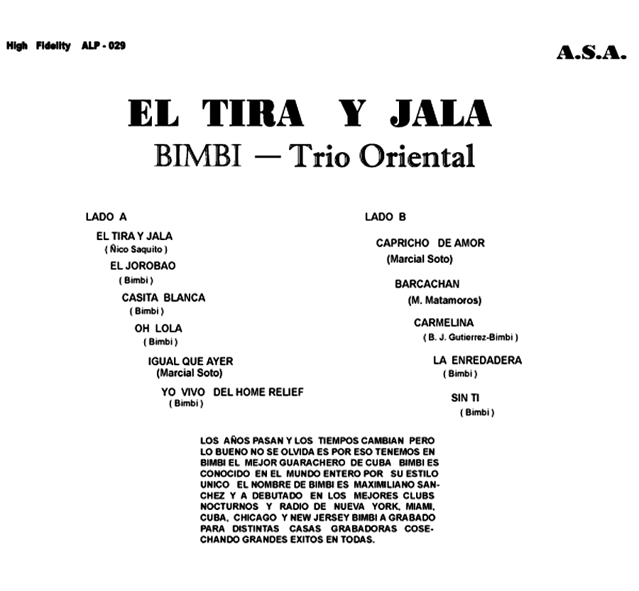 Son Soneando Bimbi Y Su Trio Oriental El Tira Y Jala son soneando bimbi y su trio oriental el tira y jala