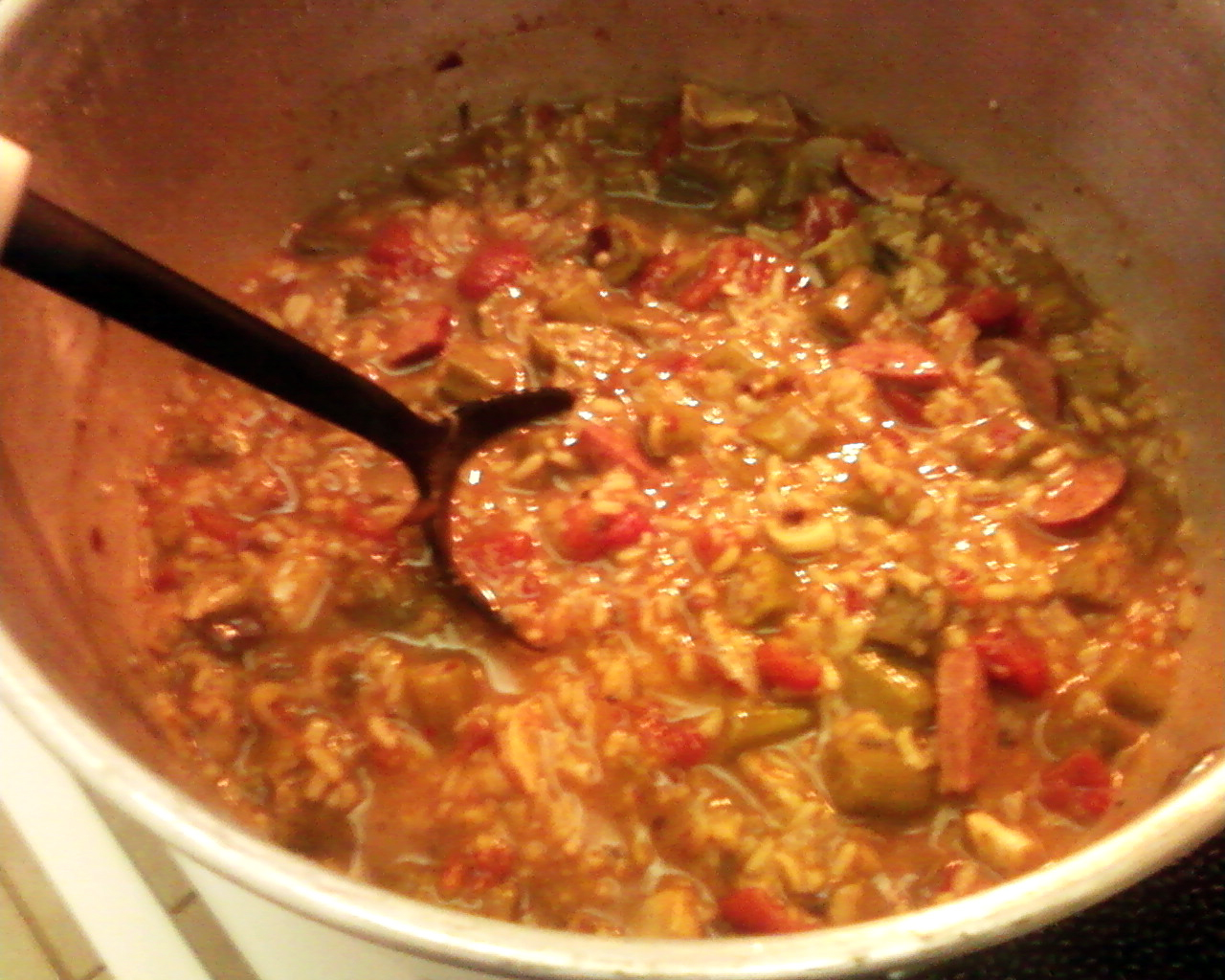 sausage and chorizo Gumbo! Can Earl Campbell get along with perch?