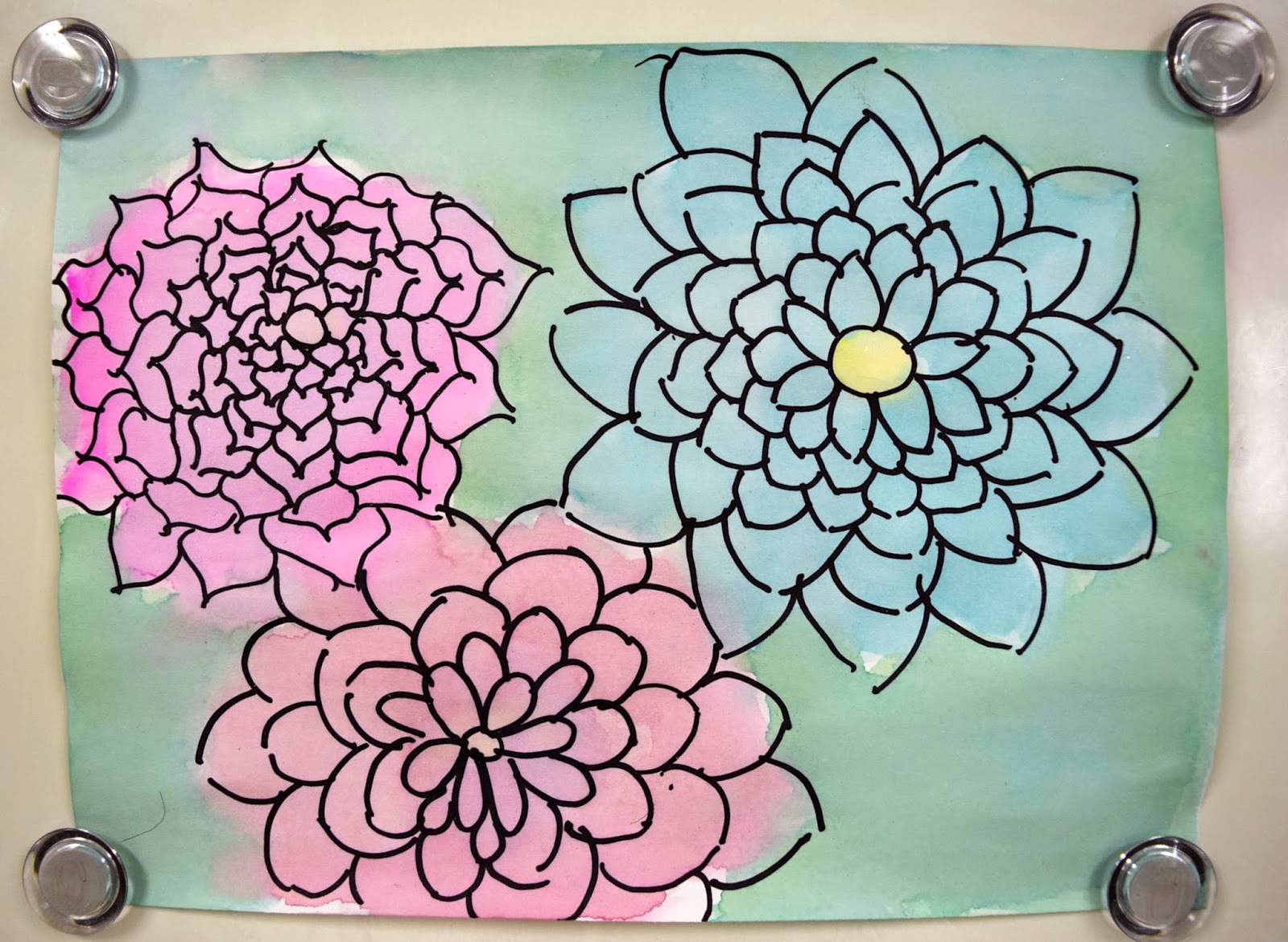 Radial Flower Paintings (2nd5th) Art with Mrs. Nguyen