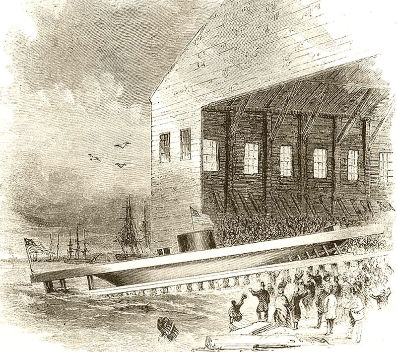 Launch of the USS Monitor ~