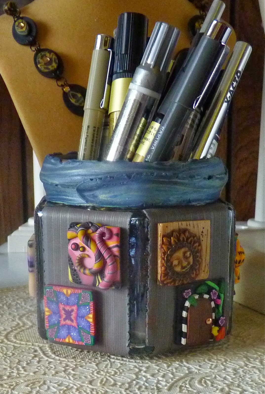 Knightwork Playing with Clay Polymer Clay Pencil Holder with Inchies