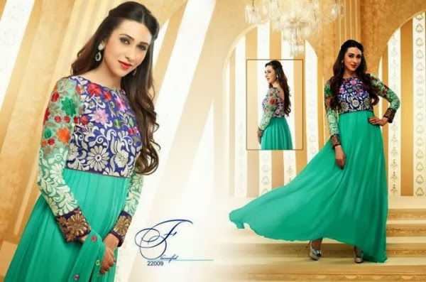 karishma kapoor Latest Indian Designer Anarkali Suits for Spring 2014/15