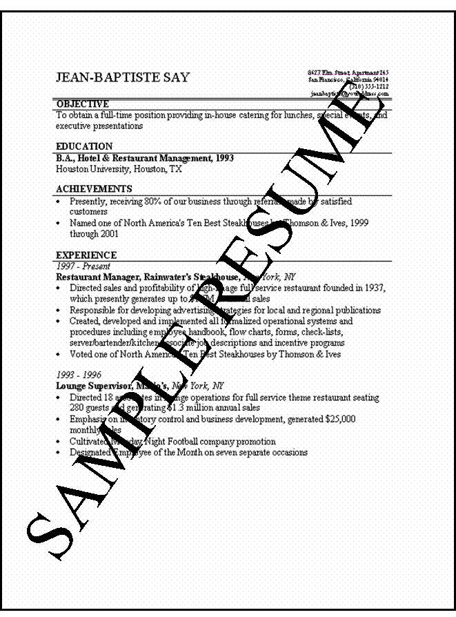 Sample format resume terkini