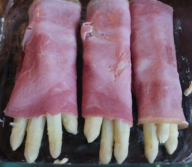 A Globetrotter's Fare White Asparagus Ham Roll Ups