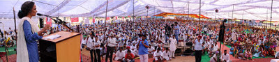 Arundhati Roy at Kussa, Punjab while paying Homage to Gursharan Singh, revolutionary drama artist