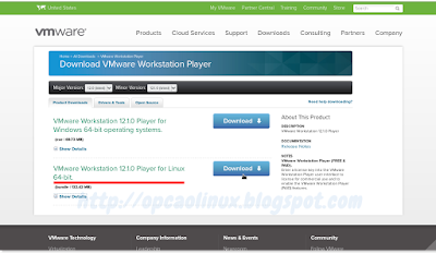 Página de Download do VMware Workstation Player