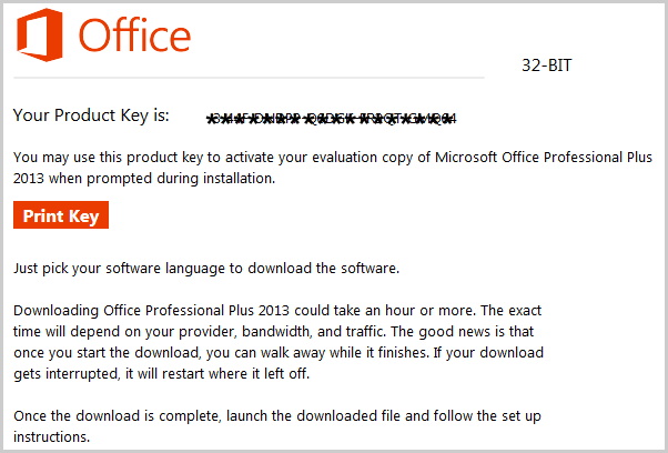 microsoft office product key code not working