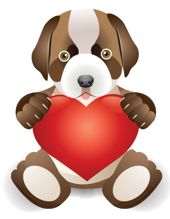 Love puppy and heart