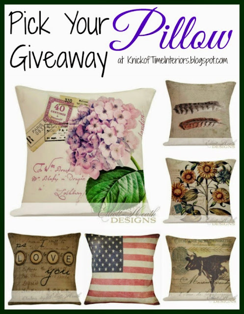 Handmade Graphic Pillow Giveaway from Knick of Time at knickoftimeinteriors.blogspot.com