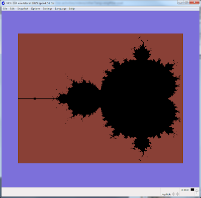 High resolution (hires) image of the Mandelbrot set on the Commodore 64