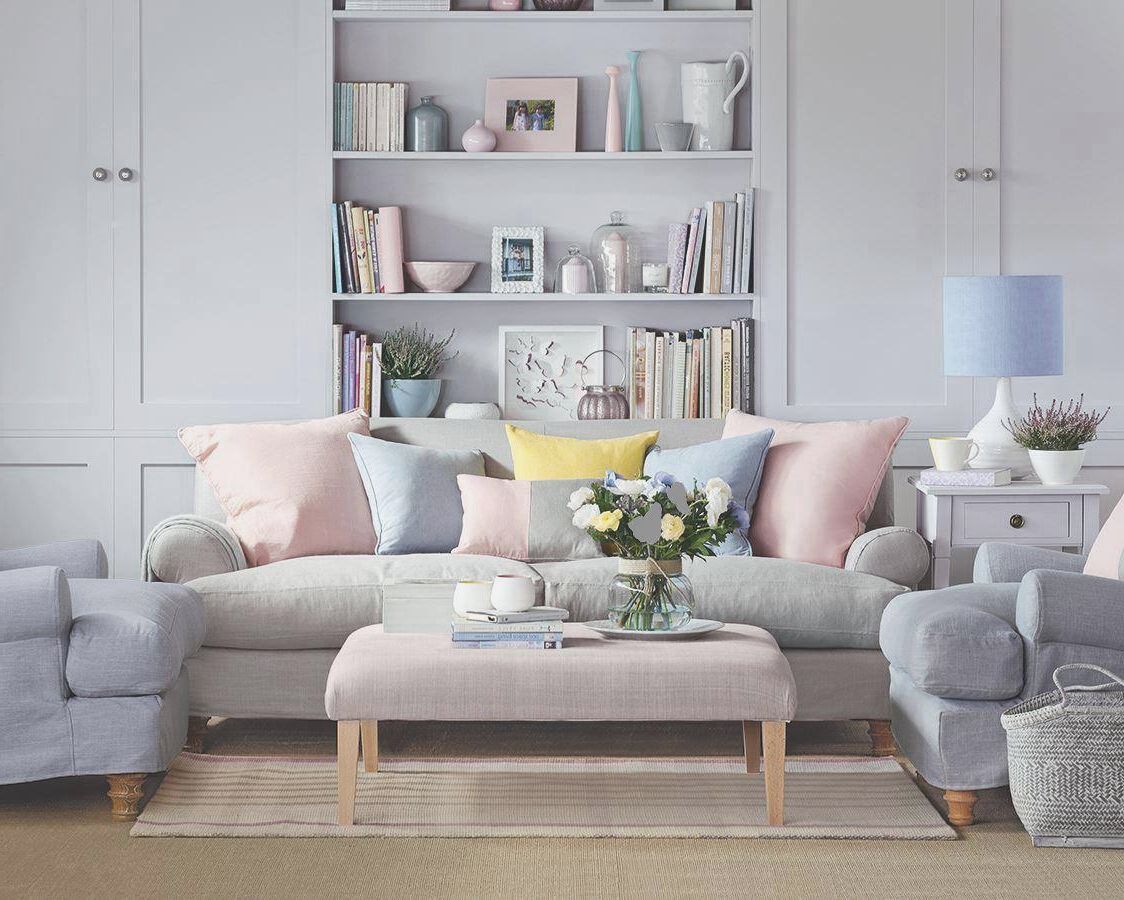 pastel coloured living room accessories