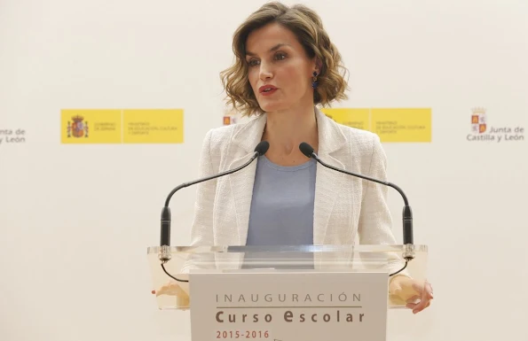 Queen Letizia of Spain attended the opening of the 2015/2016 school year at the college of education and primary school Margues de Santillana