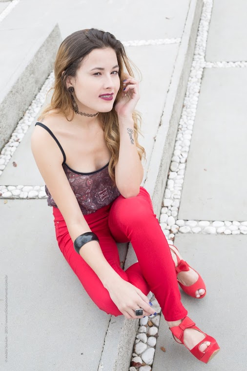 Calça Hot Pants Vermelha | Blog Ally Arruda | Click do Momento Fotografia