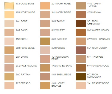 Estee Lauder Double Wear Light Foundation Colour Chart