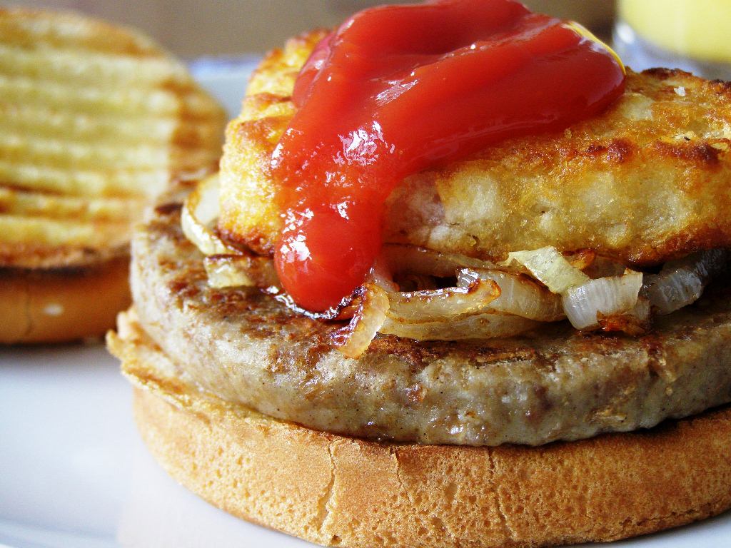 maple•spice Breakfast Sausage and Hashbrown Burger