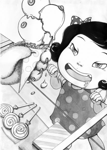 yan wei ilustrações bizarras creepy
