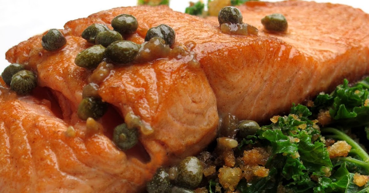 Hunger and Sauce Pan fried trout with kale and garlic breadcrumbs