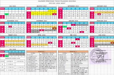 KALENDER PENDIDIKAN TAHUN PELAJARAN 2013/2014 PROVINSI JAWA BARAT